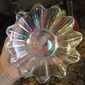 VINTAGE IRIDESCENT GLASS BOWL DISH